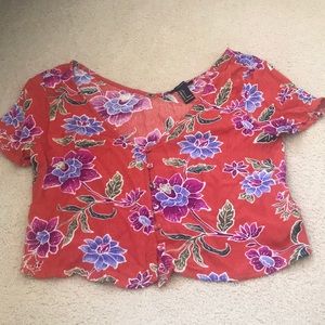Floral short sleeve crop top